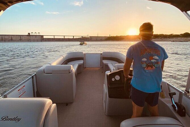 Austin Lake Travis Barge Crawl Bar Hopping Tour by Boat - On-board setup: captain, cooler, and keeping it smooth