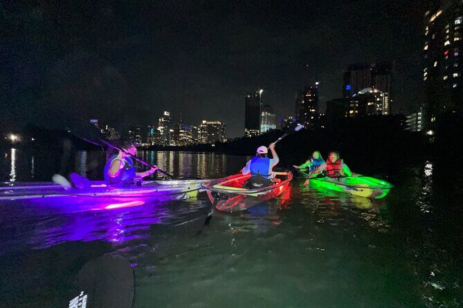 Austin Texas Night Clear Kayaking Glow Tour - The Skyline Paddle Toward the Sandbar (Plus Landmarks From Your Guide)