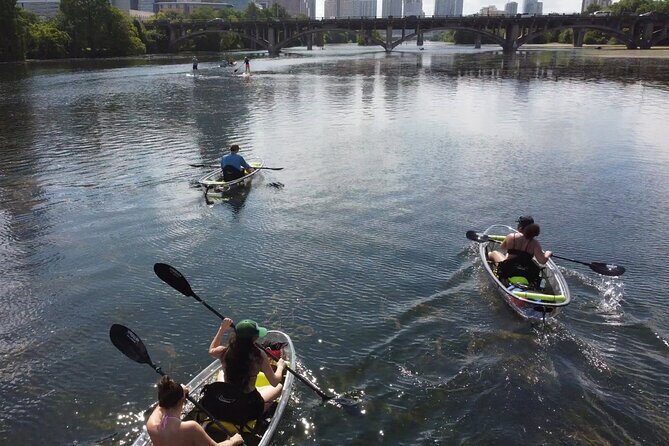 Downtown Austin Skyline Clear Kayak Tour at Lady Bird Lake - Clear Kayak Setup on Lady Bird Lake: What the first minutes feel like