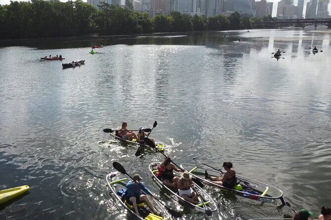 Downtown Austin Skyline Clear Kayak Tour at Lady Bird Lake - Congress Avenue bridge area: bats and Austin’s nighttime personality