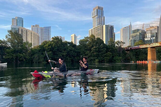 Downtown Austin Skyline Clear Kayak Tour at Lady Bird Lake - Barton Creek sandbar break: the pause that makes the paddle feel worth it