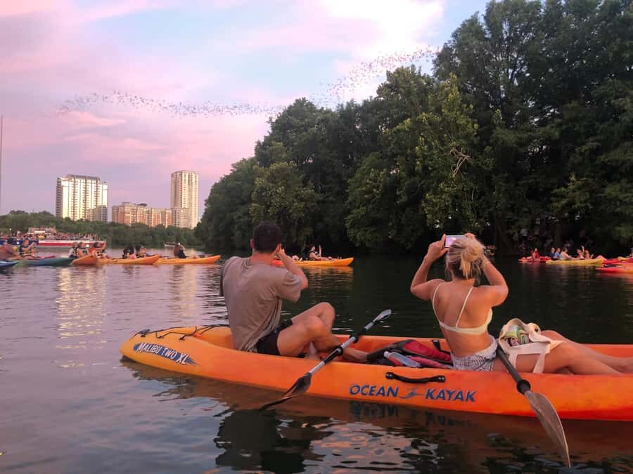 Downtown Sunset Tandem Kayak with 1.5M Bats - Price and value: is $54 per person a smart use of your Austin time