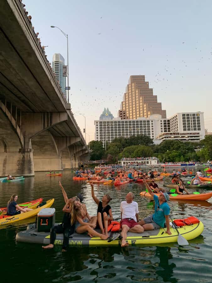Downtown Sunset Tandem Kayak with 1.5M Bats - Kayak check-in to first paddle in about 10 minutes